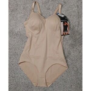 MiracleSuit Shapewear Firm 2510 NEW Warm Beige Wireless Shaping Bodysuit XL16/18
